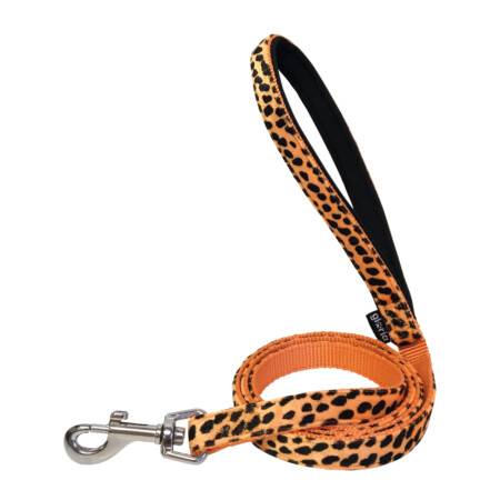 Correa de leopardo para perros de la marca Gloria  120 cms y con 15 mm. Naranja