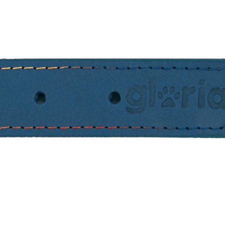 Collar de piel nobuk para perros de la marca Gloria  35 cms y con 12 mm. Azul