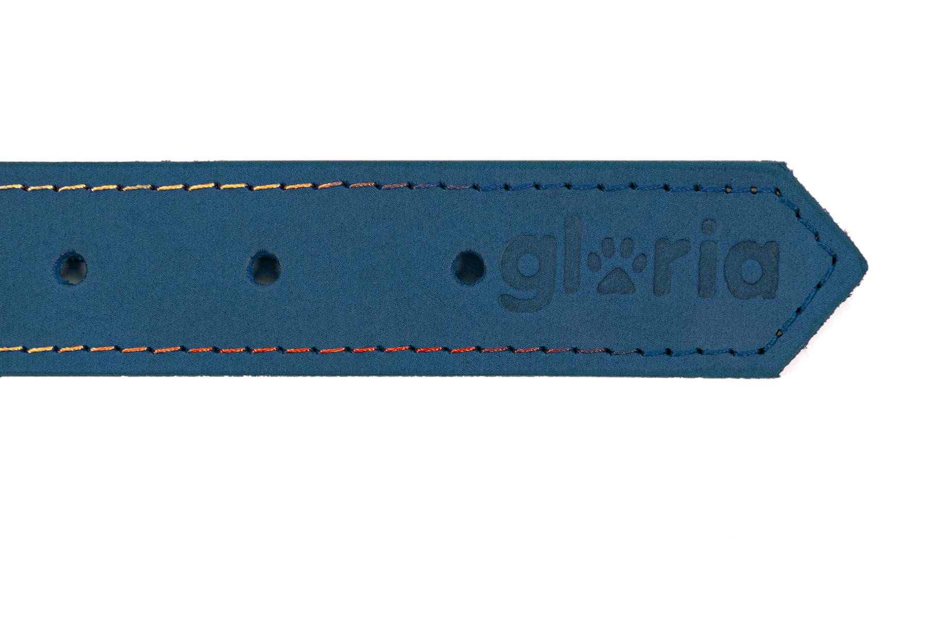 Collar de piel nobuk para perros de la marca Gloria 40 cms y con 15 mm. Azul