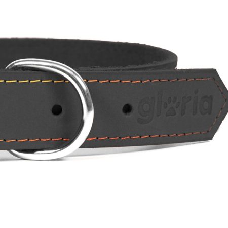 Collar de piel nobuk para perros de la marca Gloria  50 cms y con 21 mm. Negro.