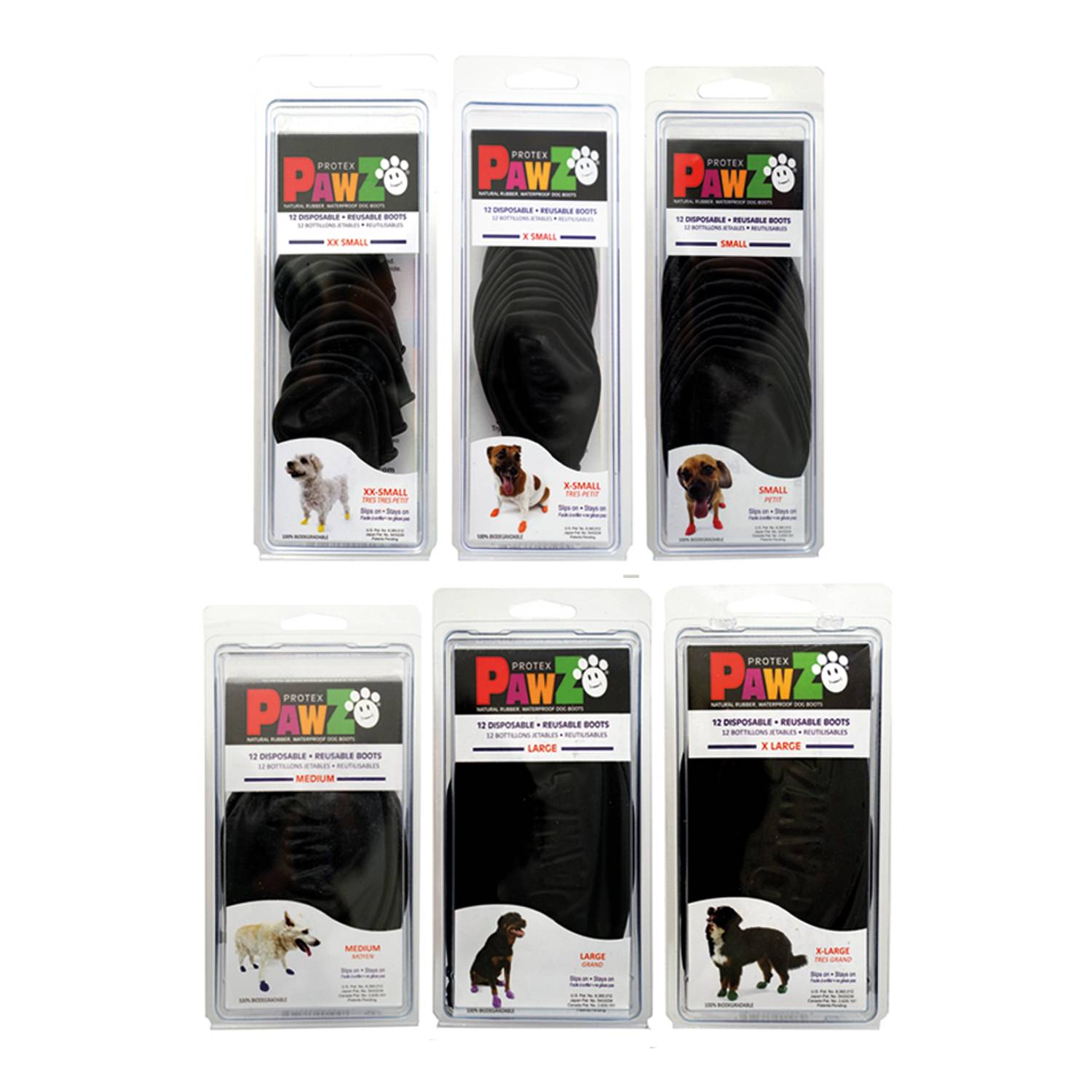 Botas para perros Negras de la marca Pawz Dog 6,4 cms